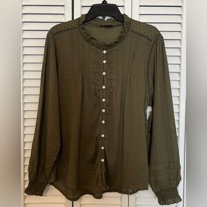 NWOT Quince Women’s Organic Cotton Textured Pheasant Blouse Casper XL MSRP $65